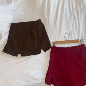 Two Skorts - Chocolate Brown and Burgundy